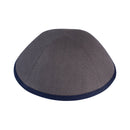 iKippah - Grey Linen With Navy Rim Yarmulka