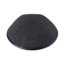 iKippah - Grey Wool Black With Leather Rim Yarmulka
