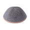Ikippah - Grey Wool With Tan Leather Rim Yarmulka