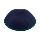 iKippah - Navy Linen With Green Rim Yarmulka