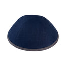 iKippah - Navy Linen With Grey Rim Yarmulka