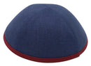 iKippah - Navy Linen With Maroon Rim Yarmulka