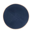 iKippah - Navy Linen With Light Pink Rim Yarmulka
