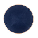 iKippah - Navy Linen With Rose Gold Leather Rim Yarmulka