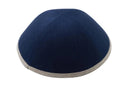 iKippah - Navy Linen With Tan Rim Yarmulka