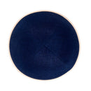 iKippah - Navy Linen Tan Leather Rim Yarmulka