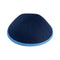 iKippah - Navy Linen With Sky Blue Rim Yarmulka