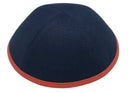iKippah - Navy Linen With Coral Rim Yarmulka