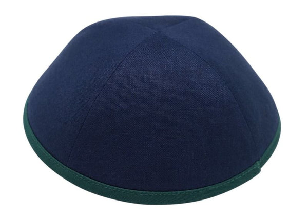 iKippah - Navy With Green Rim Yarmulka