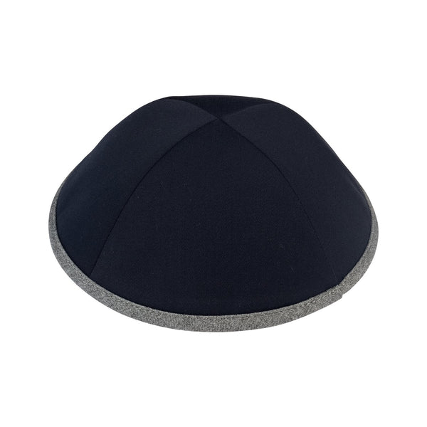 iKippah - Navy Suiting With Grey Rim Yarmulka