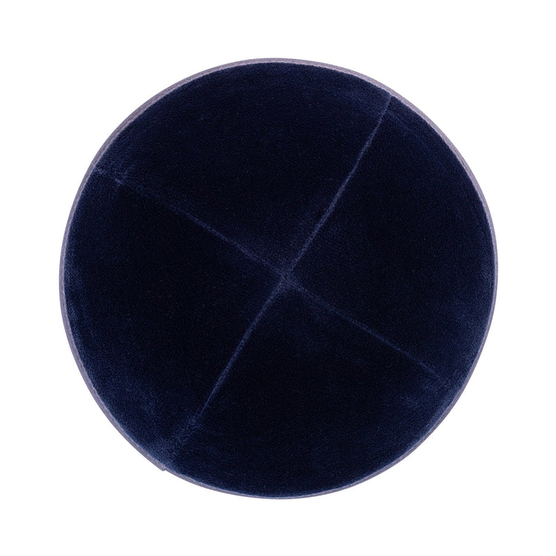 iKippah - Navy Velvet With Grey Rim Yarmulka