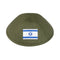 iKippah - Olive Green Linen With Israeli Flag Yarmulke