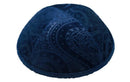 iKippah - Navy Paisley Velvet Yarmulka