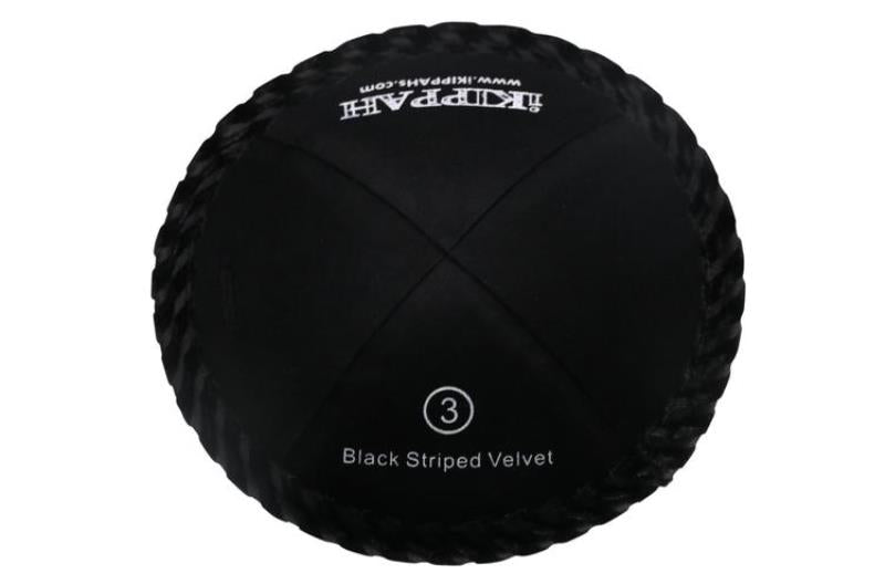 iKippah - Striped Black Velvet Yarmulka