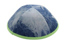 iKippah - Tie Dye Denim With Neon Green Rim Yarmulka