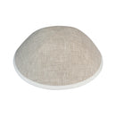 iKippah - Tan Linen With Cream Rim Yarmulka