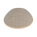 iKippah - Tan Plain With Taupe Leather Rim Yarmulka