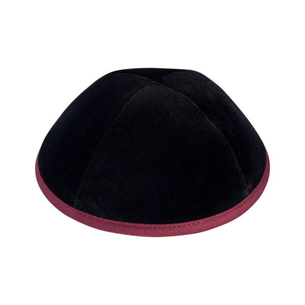 iKippah - Black Velvet With Burgundy Rim Yarmulka