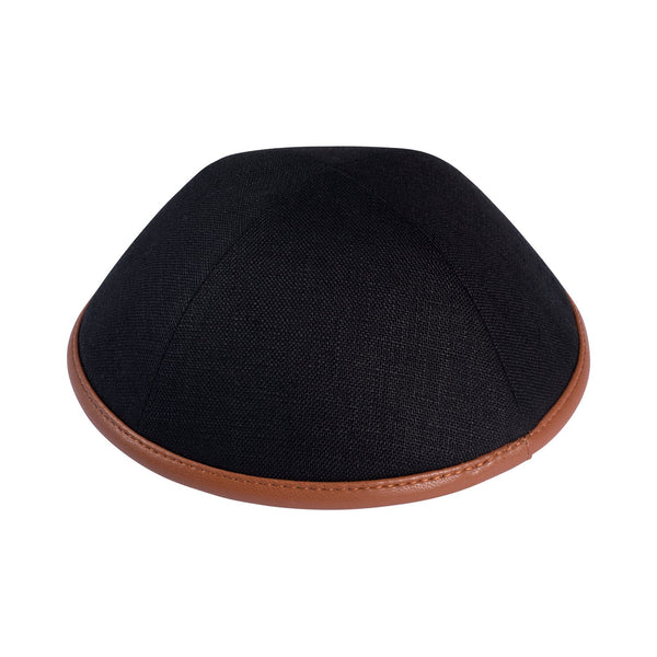 iKippah - Black Velvet With Camel Rim Yarmulka