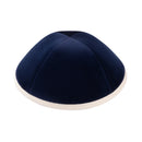 iKippah - Navy Velvet With Beige Rim Yarmulke