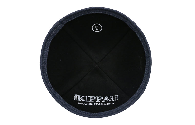 iKippah - Black Linen With Charcoal Rim Yarmulka