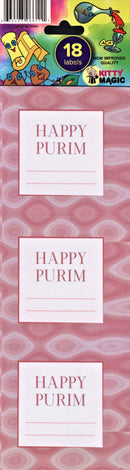 Purim Mishloach Manos Labels: Happy Purim - Black & White Checkered