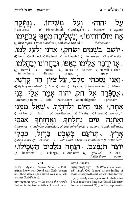 Artscroll Interlinear Tehillim - White Leather