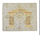 Challah Cover Brocade: Gold/Multicolor Jerusalem - White