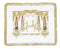 Challah Cover Brocade: Lekovod Shabbos Gold Tassels - White