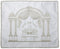 Challah Cover Brocade: Lekovod Shabbos Gold Arch - White