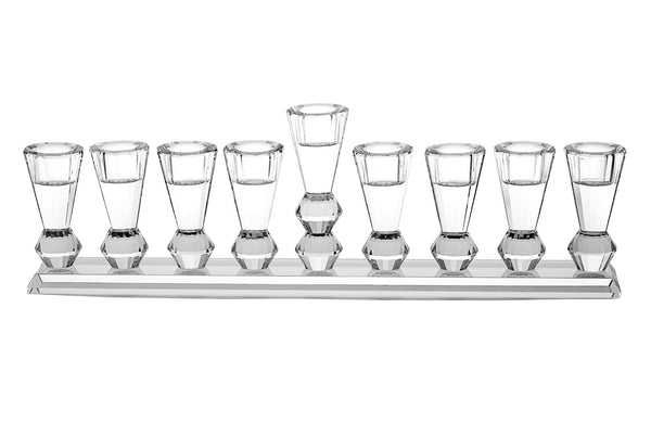 Chanukah Oil Menorah: Crystal Jewel Base Design - 15"