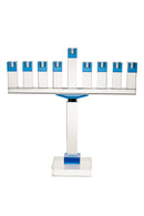 Chanukah Oil Menorah: Crystal Outer Design - 19"