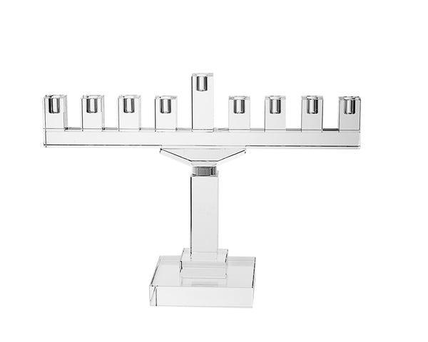 Chanukah Oil Menorah: Crystal Design - 10.5"