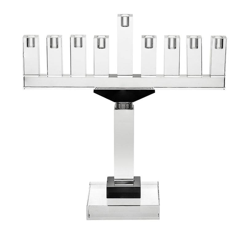 Chanukah Oil Menorah: Crystal Inner Design - 13"