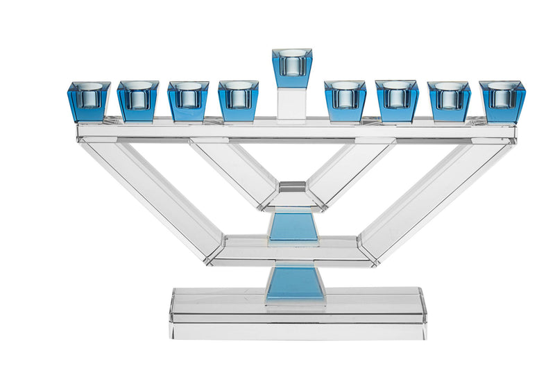 Chanukah Oil Menorah: Crystal Design - 12"