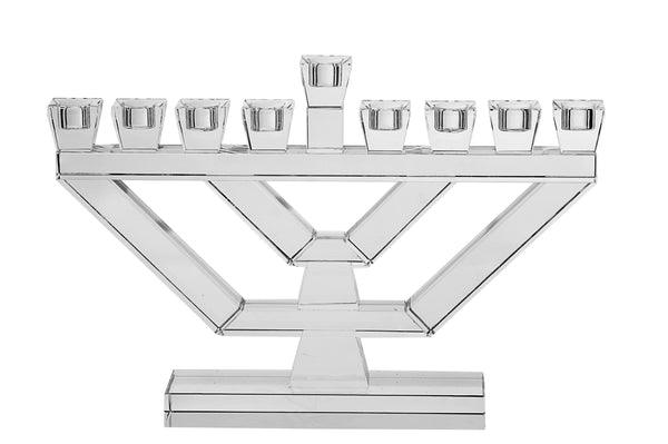 Chanukah Oil Menorah: Crystal Design - 12"