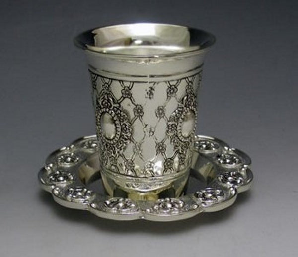 Kiddush Cup With Tray: Silver Plated