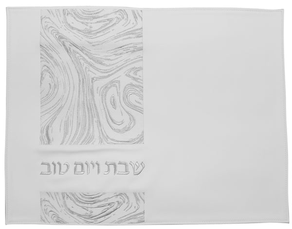 Challah Cover: Vinyl Silver Side Line Design - Silver