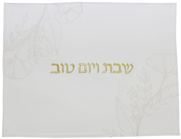 Challah Cover: Vinyl Clear Roses Design - Gold