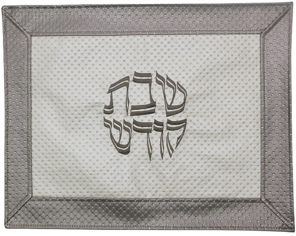 Challah Cover: Vinyl Dot Frame Design - White & Grey