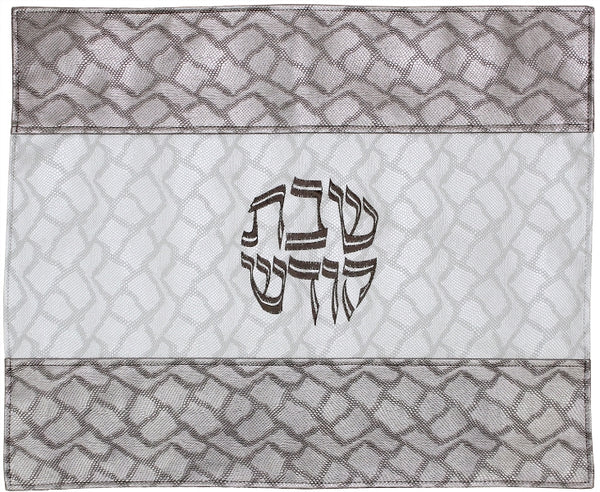 Challah Cover: Vinyl Rock Frame Design - White & Grey