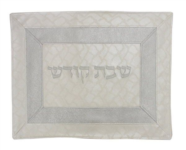 Challah Cover: Vinyl Rock Frame Design - White & Grey