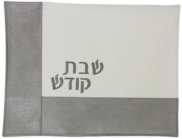 Challah Cover: Vinyl Corner Design - White & Grey