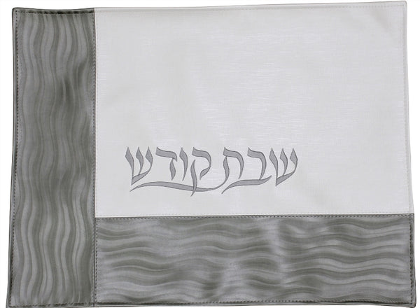 Challah Cover: Vinyl Corner Design - White & Grey