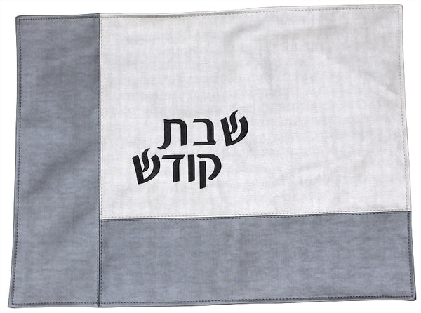 Challah Cover: Vinyl Corner Design - White & Grey