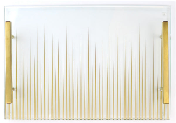 Challah Board: Lucite Gold Ray Design with Glass Top