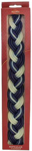 Havdalah Candle: Braided Beeswax - Blue & White