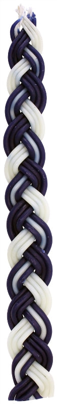 Havdalah Candle: Braided Beeswax - Blue & White