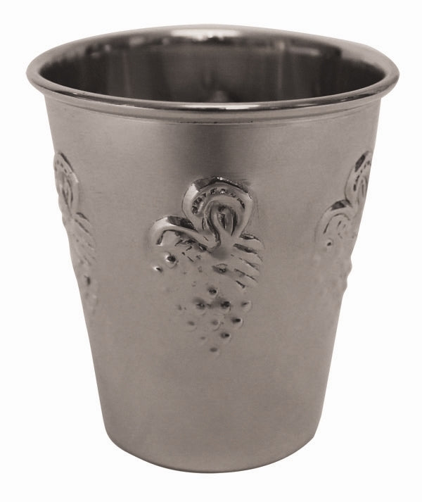 Kiddush Cup: Stainless Steel Grape Cluster Design