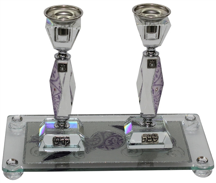 Candlestick Set & Tray - Crystal